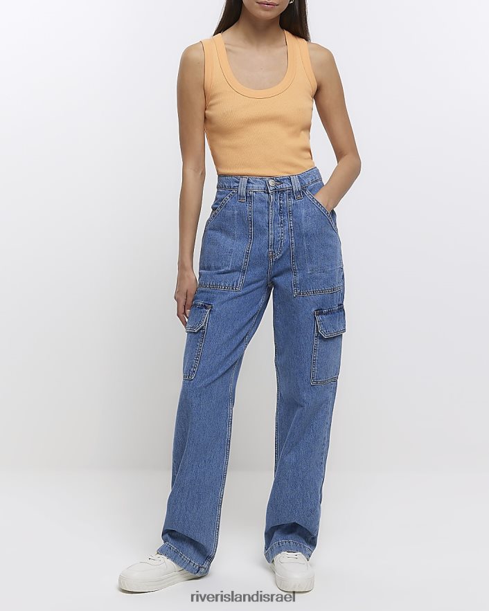 לבוש River Island חולצת אפוד עם צווארון סקופ תפוז נשים BDZ4081148