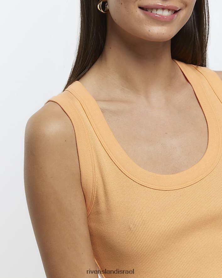 לבוש River Island חולצת אפוד עם צווארון סקופ תפוז נשים BDZ4081148