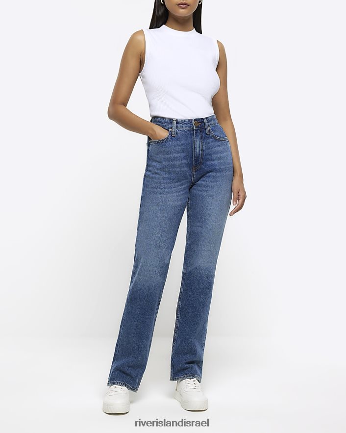 לבוש River Island גופיית צלעות לבן נשים BDZ4081157