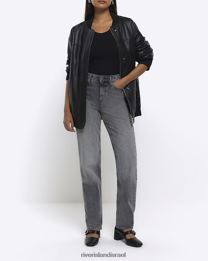 לבוש River Island חולצת אפוד עם צווארון סקופ שָׁחוֹר נשים BDZ4081165