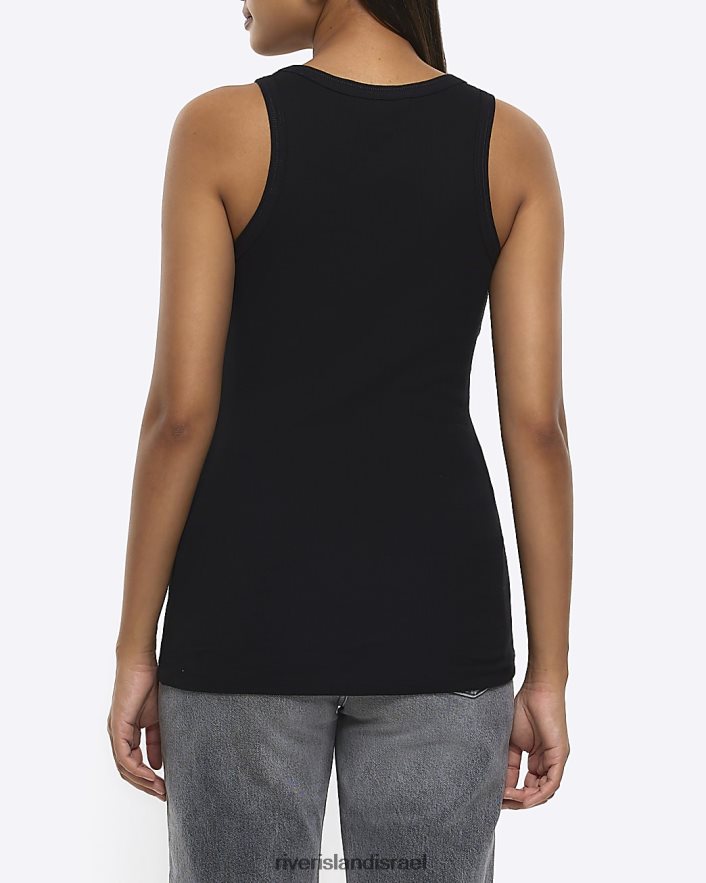 לבוש River Island חולצת אפוד עם צווארון סקופ שָׁחוֹר נשים BDZ4081165