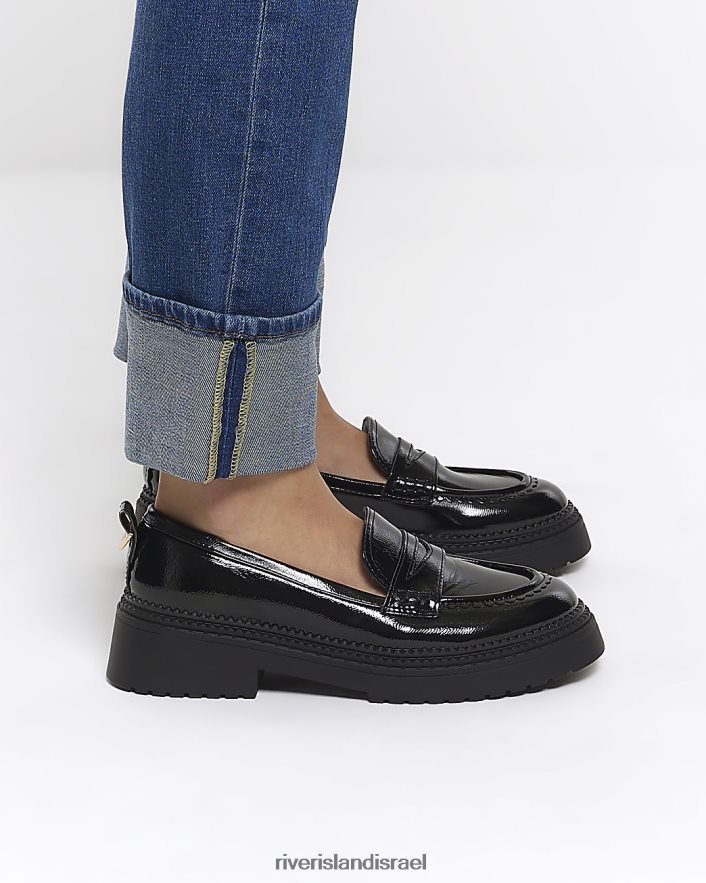 הַנעָלָה River Island פטנט נעלי לופרס שמנמנות שָׁחוֹר נשים BDZ4081191