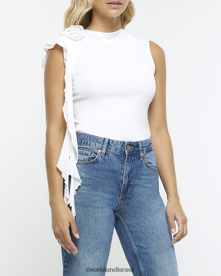 לבוש River Island חלק עליון ללא שרוולים לבן נשים BDZ4081195