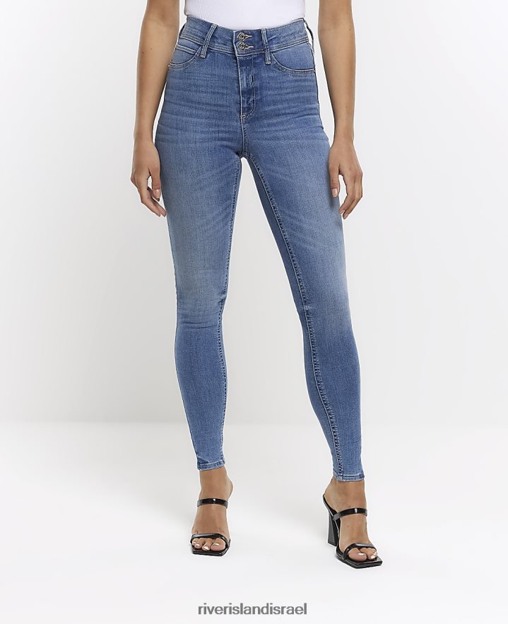 לבוש River Island ג'ינס בגזרה בינונית סופר סקיני כְּחוֹל נשים BDZ4081199