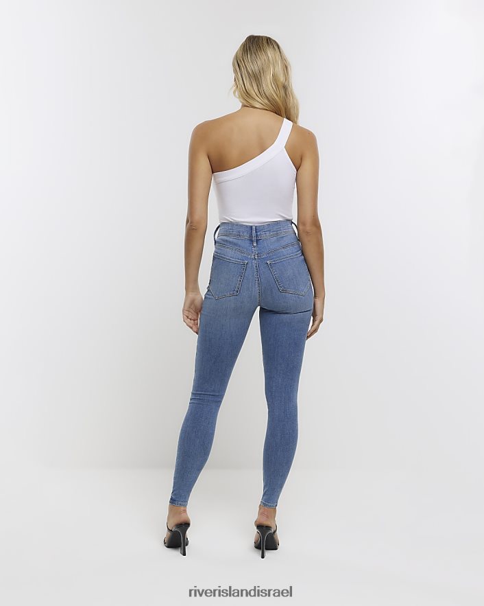 לבוש River Island ג'ינס בגזרה בינונית סופר סקיני כְּחוֹל נשים BDZ4081199