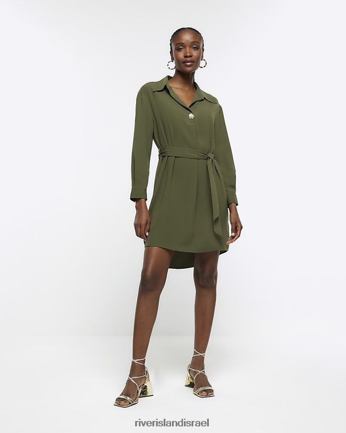 לבוש River Island שמלת חולצה מיני חגורה חָקִי נשים BDZ4081209
