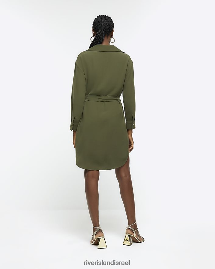 לבוש River Island שמלת חולצה מיני חגורה חָקִי נשים BDZ4081209
