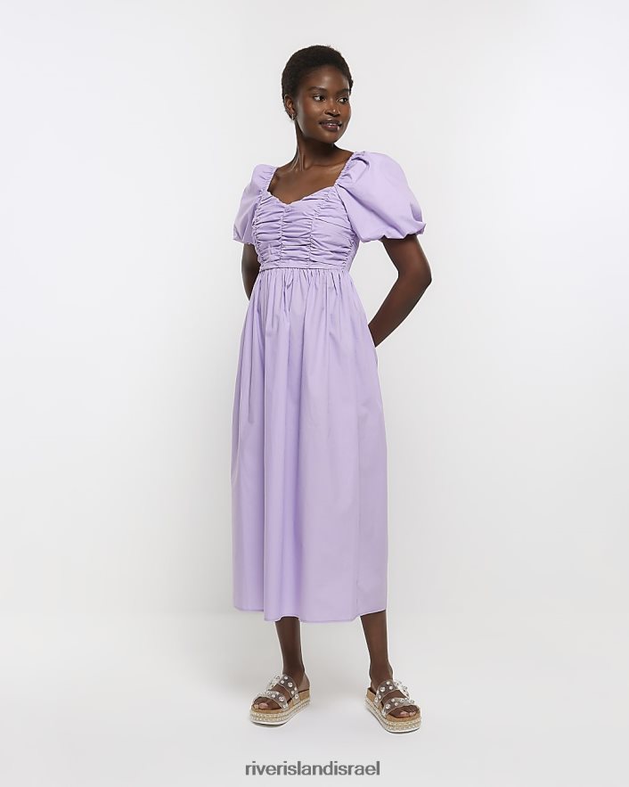 לבוש River Island שמלת מידי עם שרוולים נפוחים סָגוֹל נשים BDZ4081219