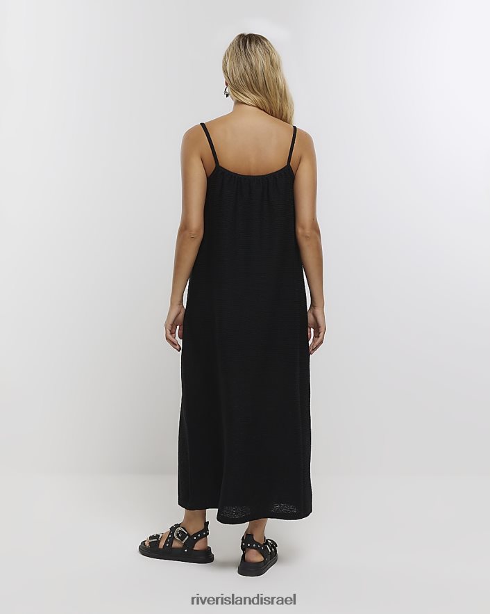 לבוש River Island שמלת מקסי מחליקה בעלת מרקם שָׁחוֹר נשים BDZ4081229