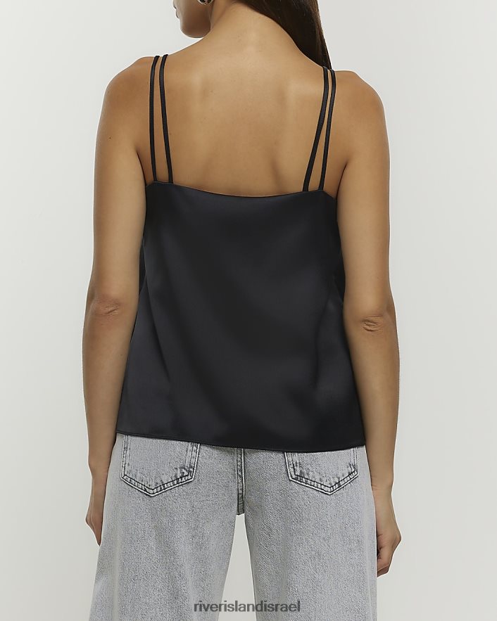 לבוש River Island טופ קאמי עם רצועה כפולה שָׁחוֹר נשים BDZ4081234