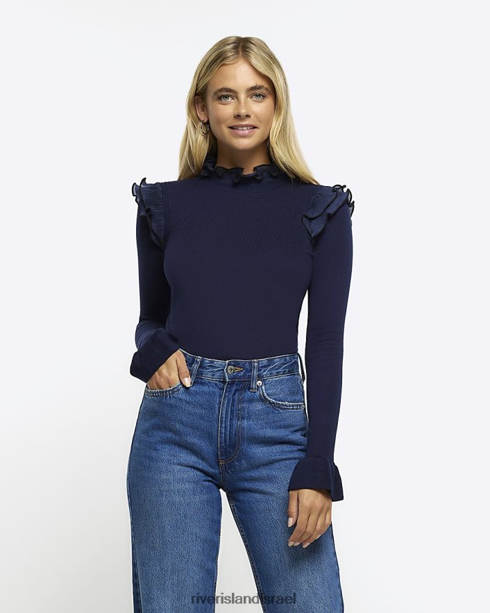 לבוש River Island מגשר לפרטי סלסול חיל הים נשים BDZ4081237