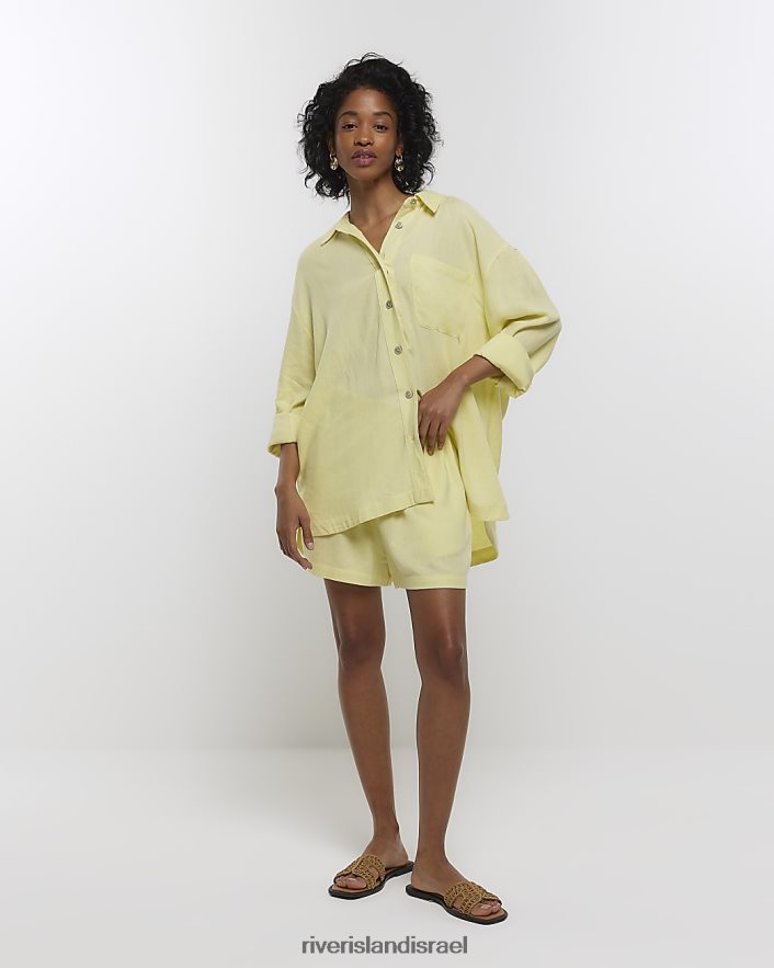 לבוש River Island חולצת אוברסייז עם פשתן צהוב נשים BDZ4081247