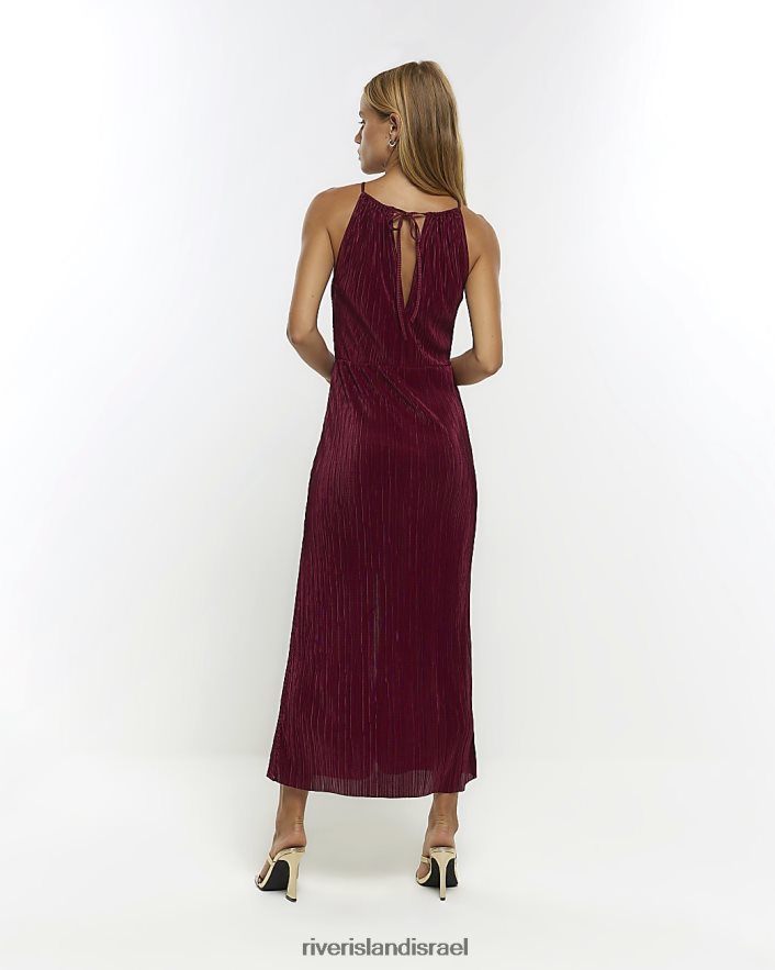 לבוש River Island שמלת מידי מרופטת בגזרת פליסה אָדוֹם נשים BDZ4081254