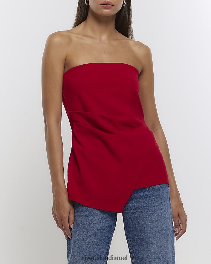 לבוש River Island חלק עליון א-סימטרי בנדו אָדוֹם נשים BDZ4081255