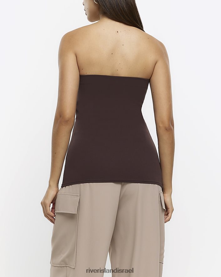 לבוש River Island חלק עליון א-סימטרי בנדו חום נשים BDZ4081256