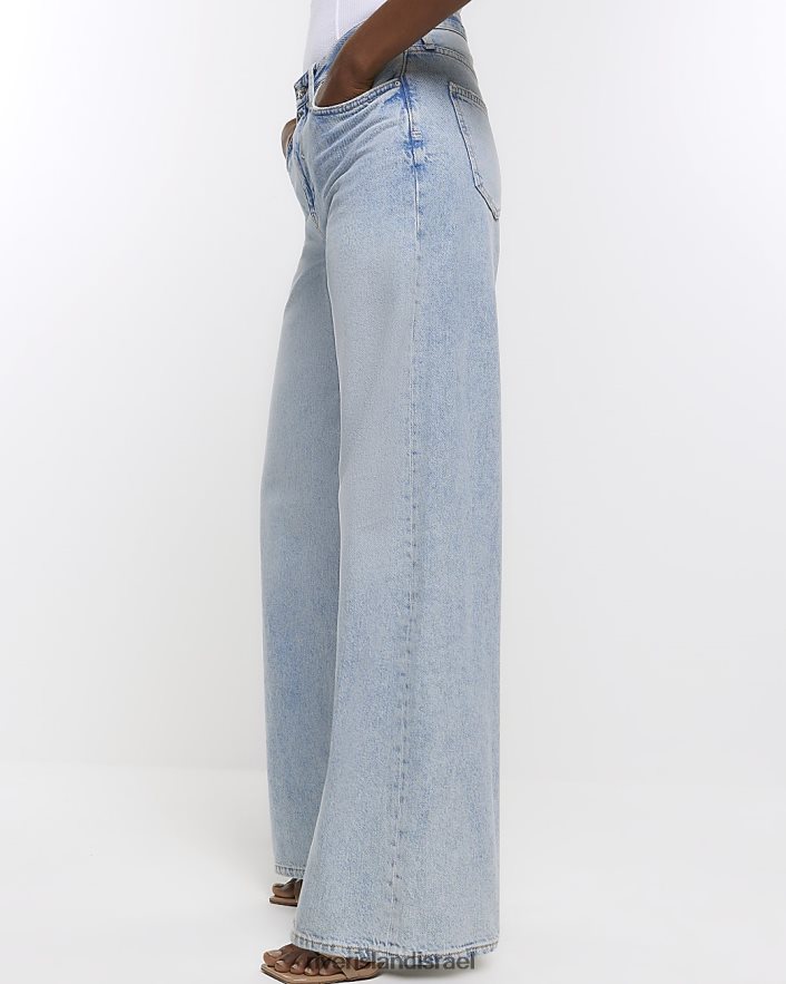לבוש River Island ג'ינס רחב מותן גבוה כְּחוֹל נשים BDZ4081264