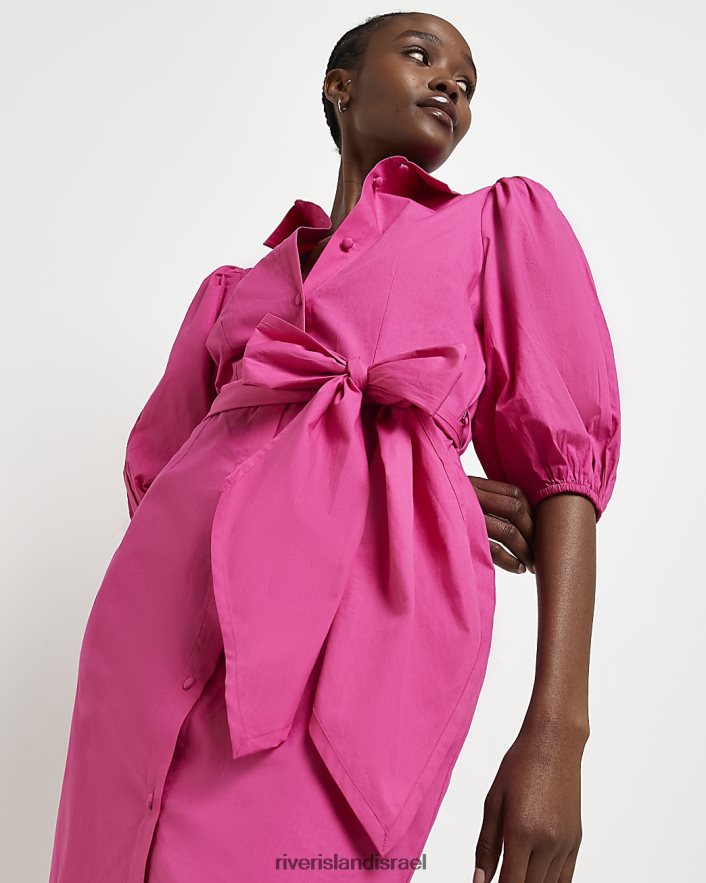 לבוש River Island שמלת מיני חולצת קשירה מותן וָרוֹד נשים BDZ4081265