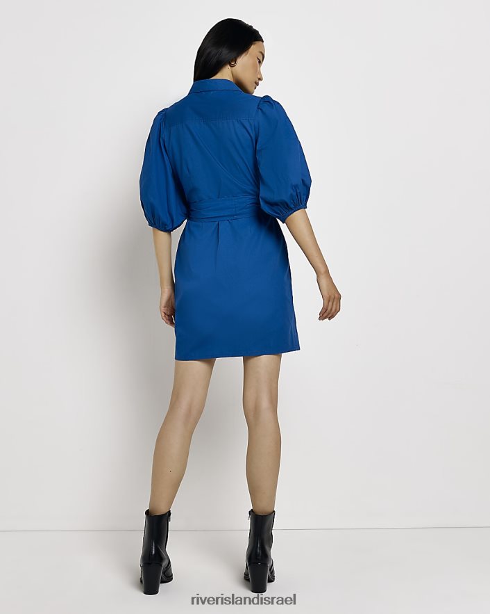 לבוש River Island שמלת מיני חולצת קשירה מותן כְּחוֹל נשים BDZ4081268