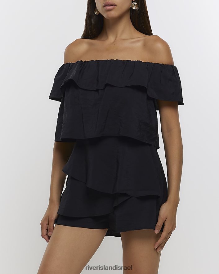 לבוש River Island חליפת משחק בשכבות ברדו שָׁחוֹר נשים BDZ4081275