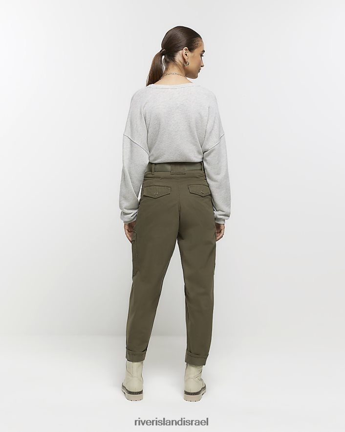 לבוש River Island מכנסי מטען עם חגורה עם שקית נייר חָקִי נשים BDZ4081284
