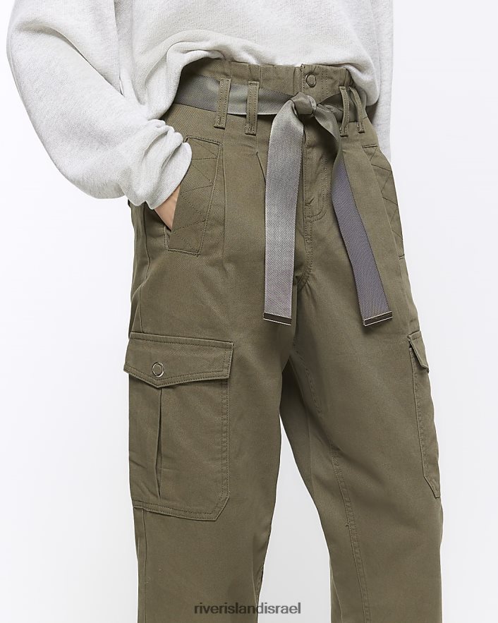 לבוש River Island מכנסי מטען עם חגורה עם שקית נייר חָקִי נשים BDZ4081284