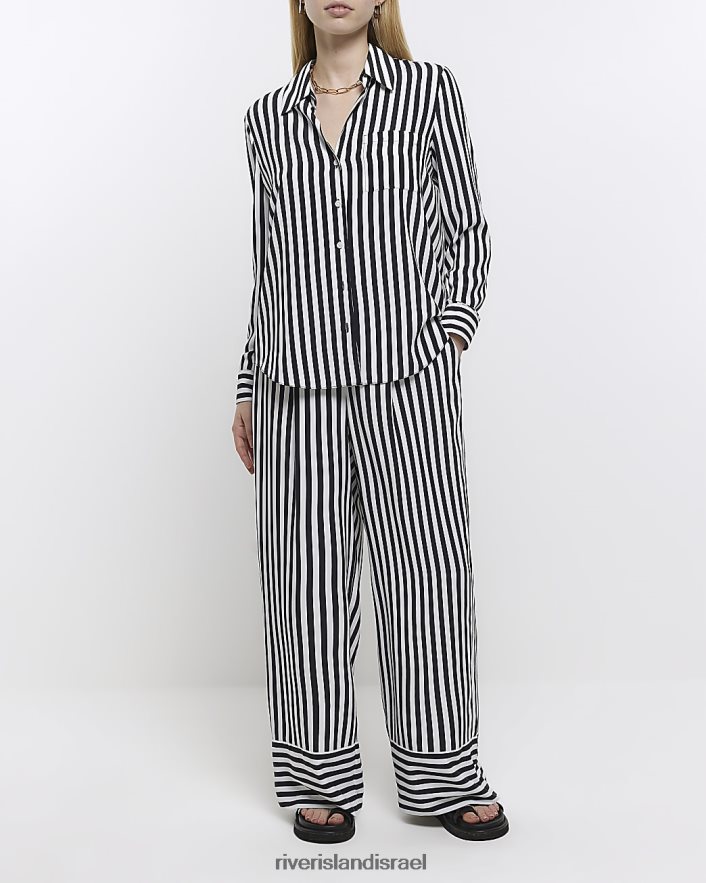 לבוש River Island חולצת פסים עם שרוולים ארוכים שָׁחוֹר נשים BDZ4081305