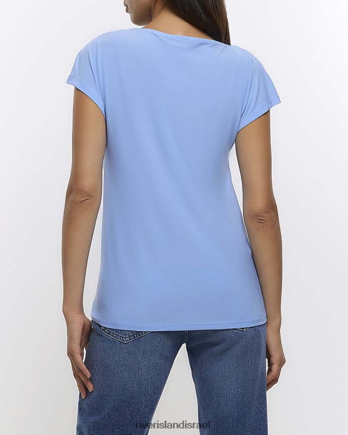 לבוש River Island חולצת טריקו עם דיטיילס כְּחוֹל נשים BDZ4081312