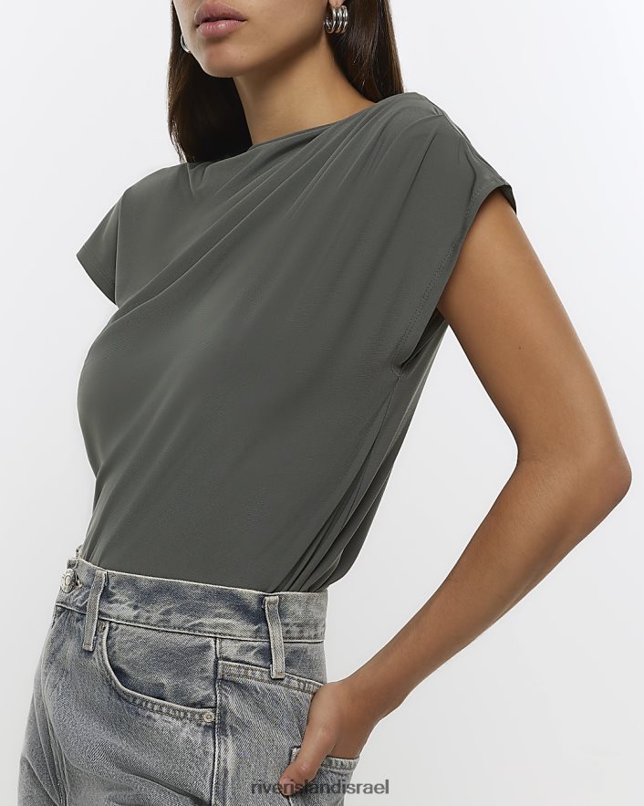 לבוש River Island חולצת טריקו עם דיטיילס חָקִי נשים BDZ4081313