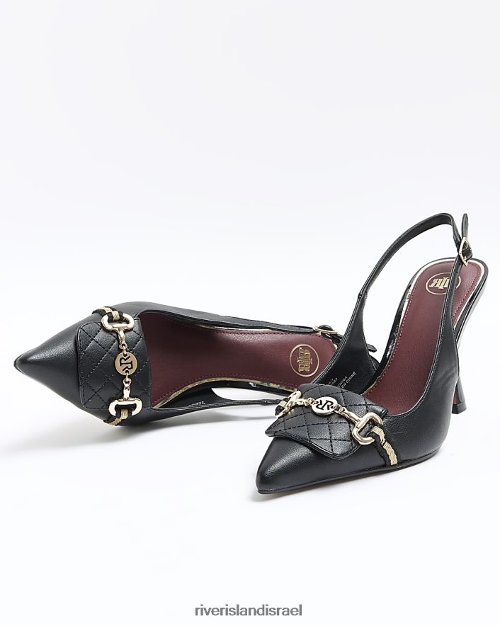 הַנעָלָה River Island נעלי מגרש עם עקבים של שרשרת שָׁחוֹר נשים BDZ4081321