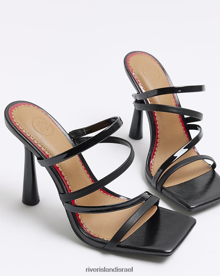 הַנעָלָה River Island סנדלי עקב עם רצועות שָׁחוֹר נשים BDZ4081323