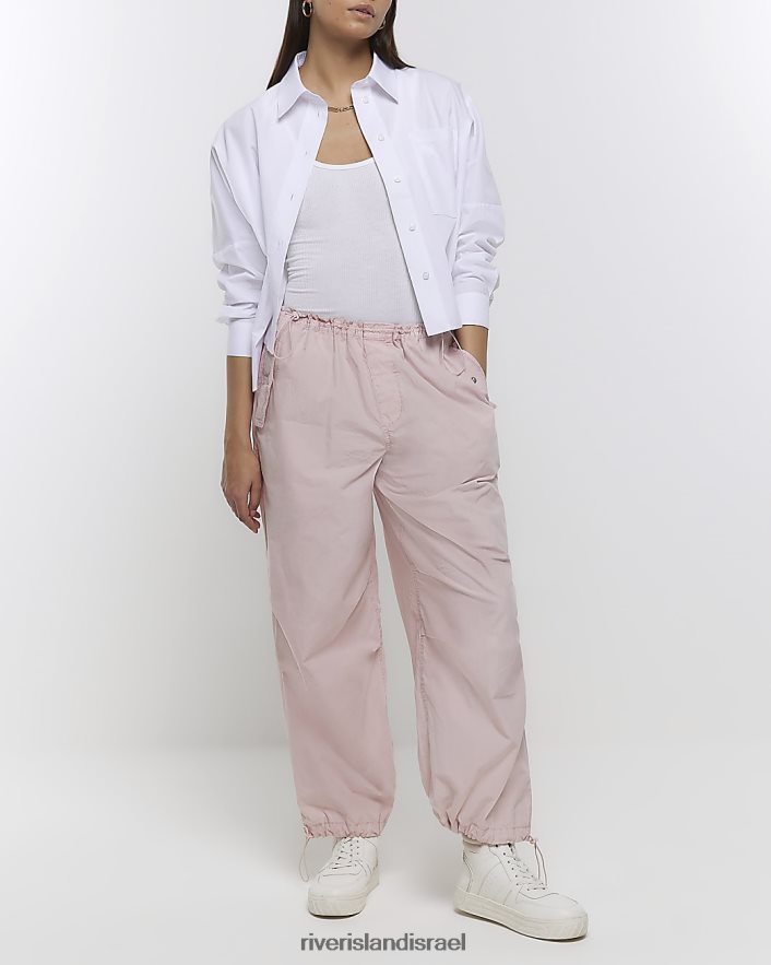 לבוש River Island מכנסי מצנח בגזרה נמוכה וָרוֹד נשים BDZ4081338