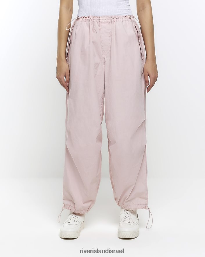 לבוש River Island מכנסי מצנח בגזרה נמוכה וָרוֹד נשים BDZ4081338