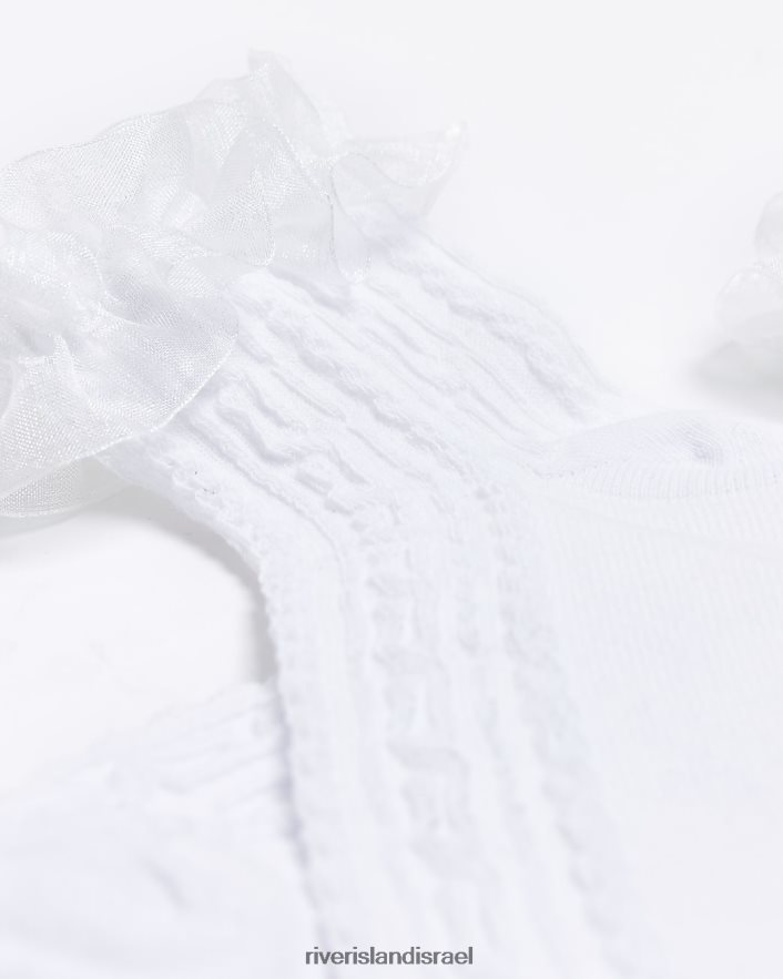 אביזרים River Island גרבי קרסול סלסול לבן נשים BDZ4081346