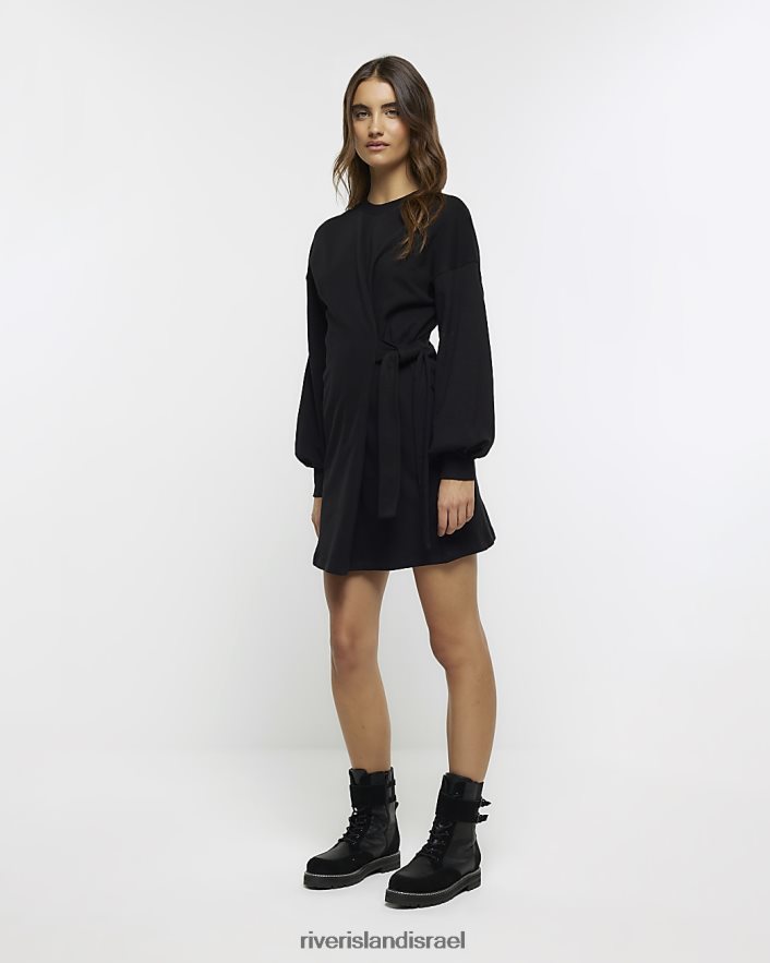 לבוש River Island שמלת מיני זיעה עניבה בצד שָׁחוֹר נשים BDZ408134