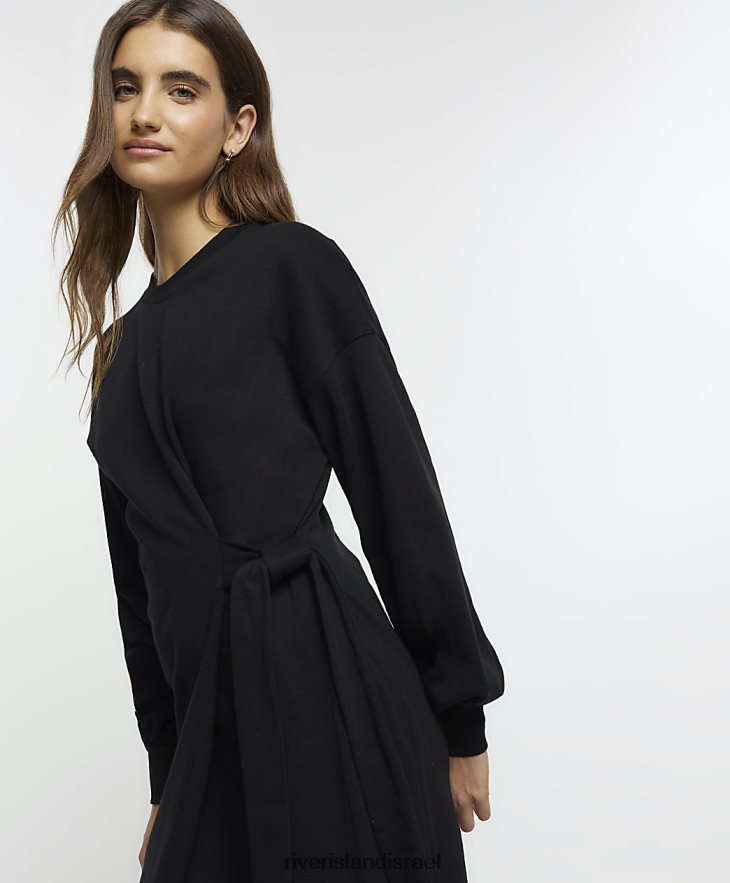 לבוש River Island שמלת מיני זיעה עניבה בצד שָׁחוֹר נשים BDZ408134