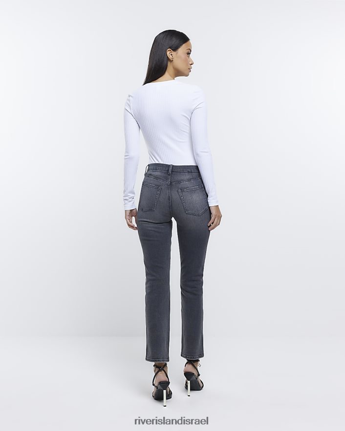 לבוש River Island ג'ינס רזה עם רגליים ישרות שָׁחוֹר נשים BDZ4081384