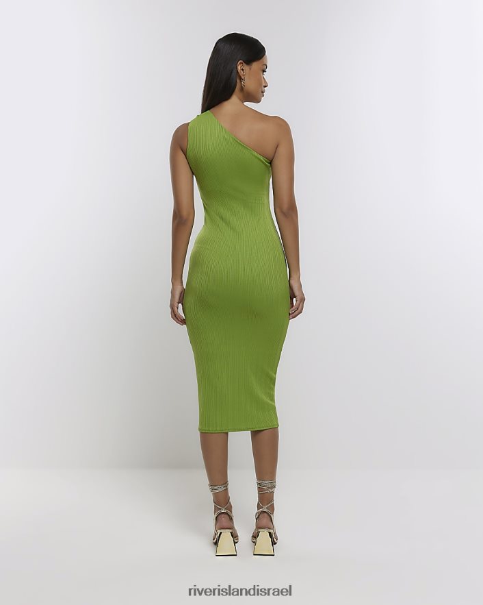 לבוש River Island שמלת מידי עם כתף אחת ירוק נשים BDZ4081391