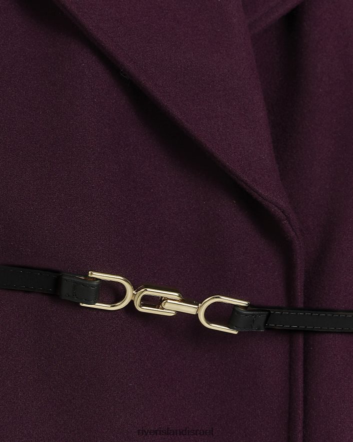 לבוש River Island מעיל ארוכות מעטפת חגורה אָדוֹם נשים BDZ40813