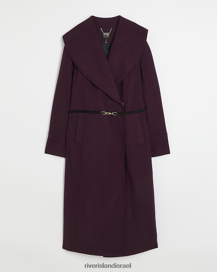 לבוש River Island מעיל ארוכות מעטפת חגורה אָדוֹם נשים BDZ40813