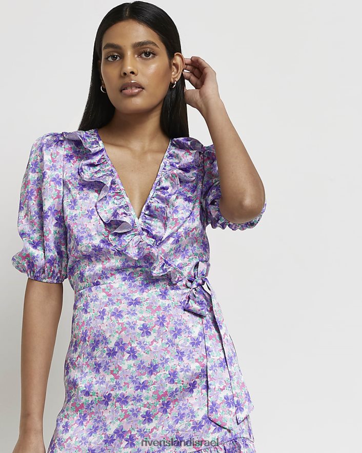 לבוש River Island שמלת מיני מעטפת פרחונית סָגוֹל נשים BDZ4081410