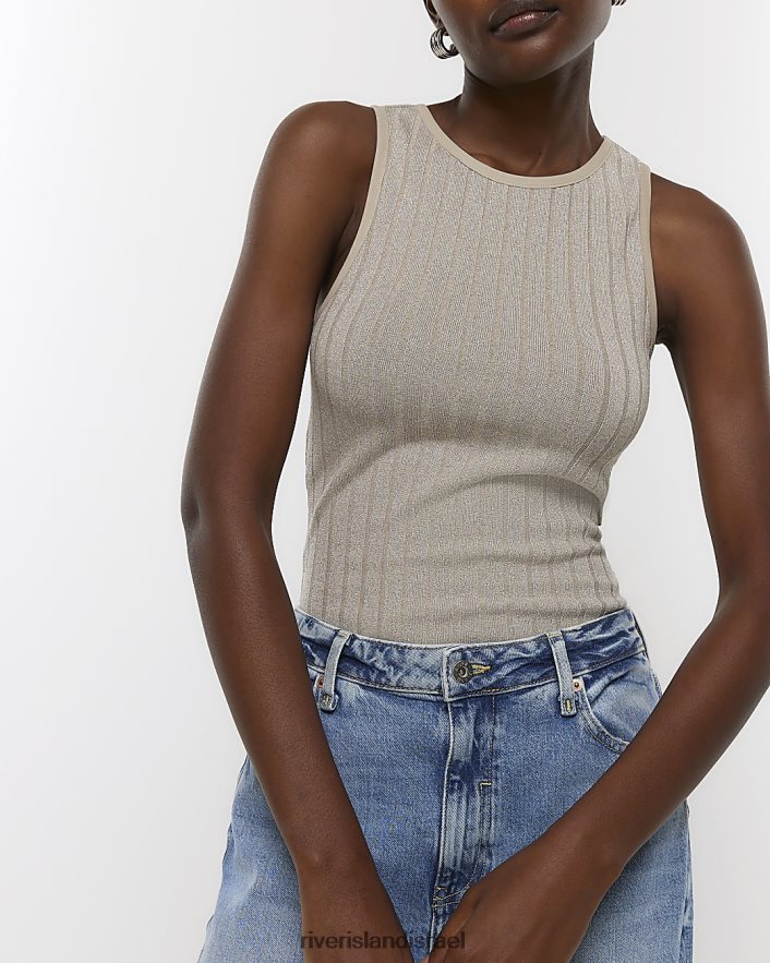 לבוש River Island עליונית של אפוד רייסר בז' נשים BDZ4081421