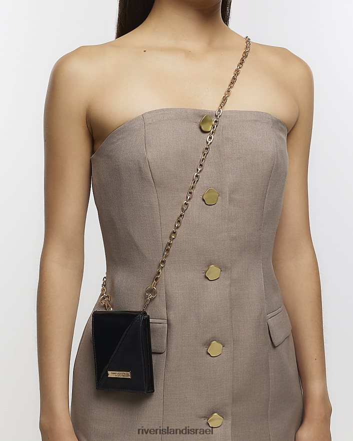 אביזרים River Island מחזיק כרטיס חוצה גוף של שרשרת פטנטים שָׁחוֹר נשים BDZ4081434