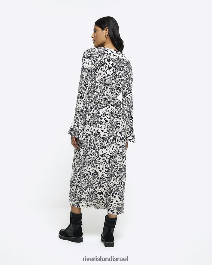 לבוש River Island שמלת מידי נדנדת סלסולים בהדפס בעלי חיים שָׁחוֹר נשים BDZ408143