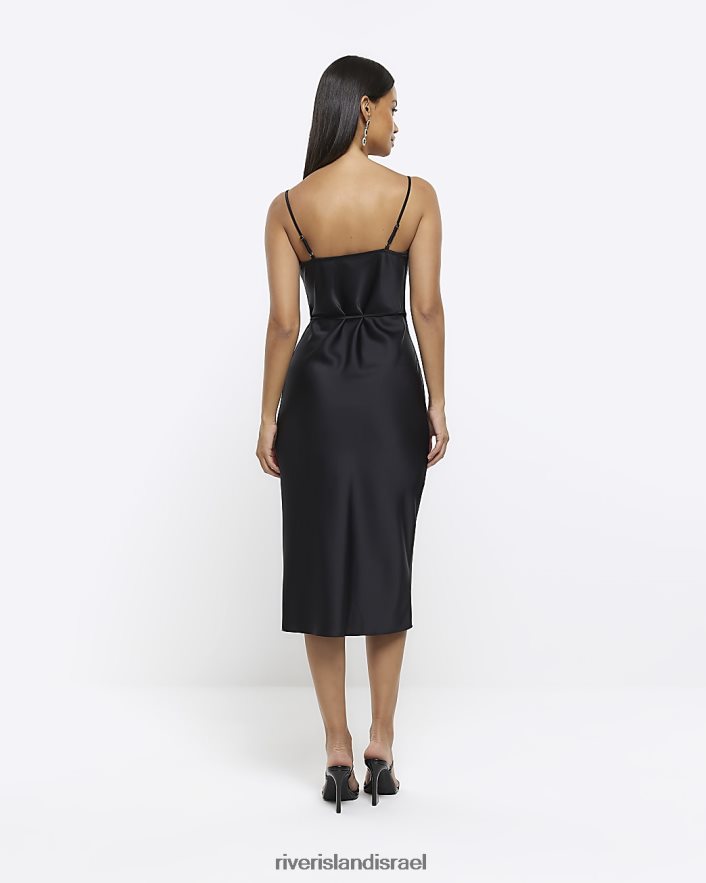 לבוש River Island שמלת מידי עם צווארון מעטה שָׁחוֹר נשים BDZ4081469