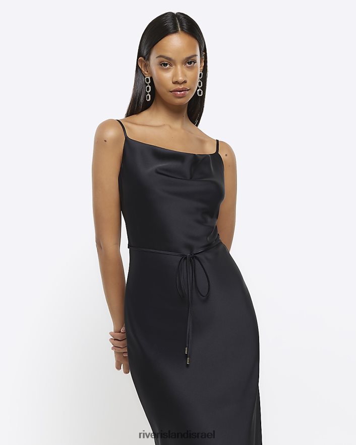 לבוש River Island שמלת מידי עם צווארון מעטה שָׁחוֹר נשים BDZ4081469