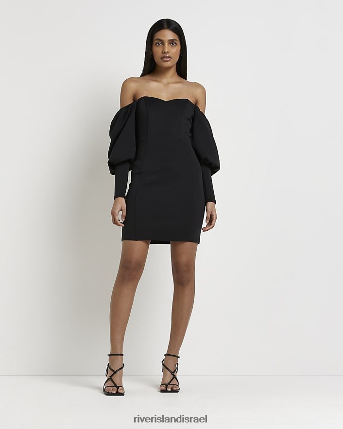 לבוש River Island שמלת מיני ברדו בודוקון שָׁחוֹר נשים BDZ4081478