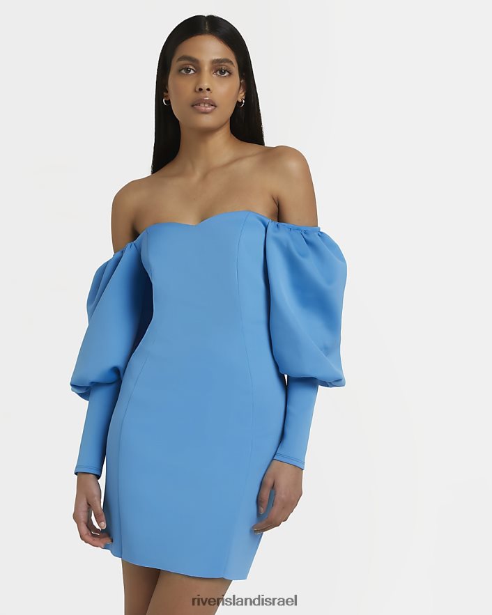 לבוש River Island שמלת מיני ברדו בודוקון כְּחוֹל נשים BDZ4081479