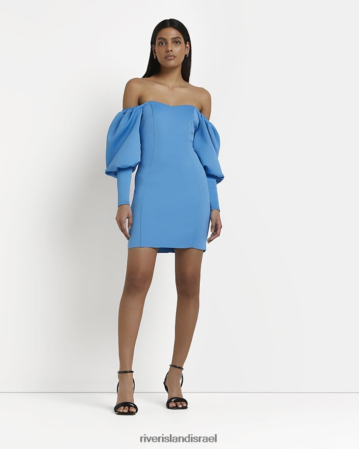 לבוש River Island שמלת מיני ברדו בודוקון כְּחוֹל נשים BDZ4081479