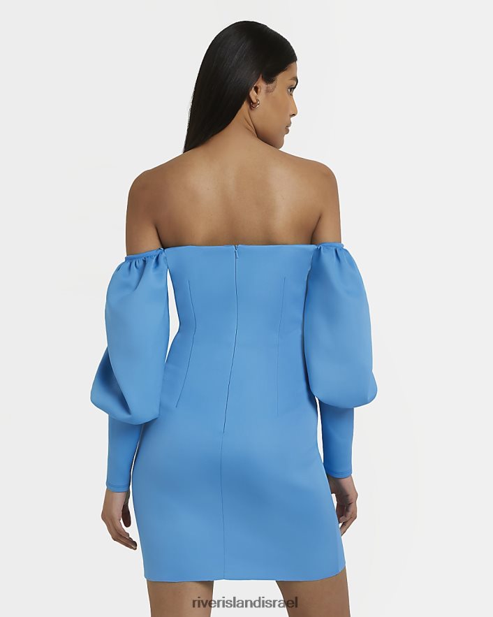 לבוש River Island שמלת מיני ברדו בודוקון כְּחוֹל נשים BDZ4081479