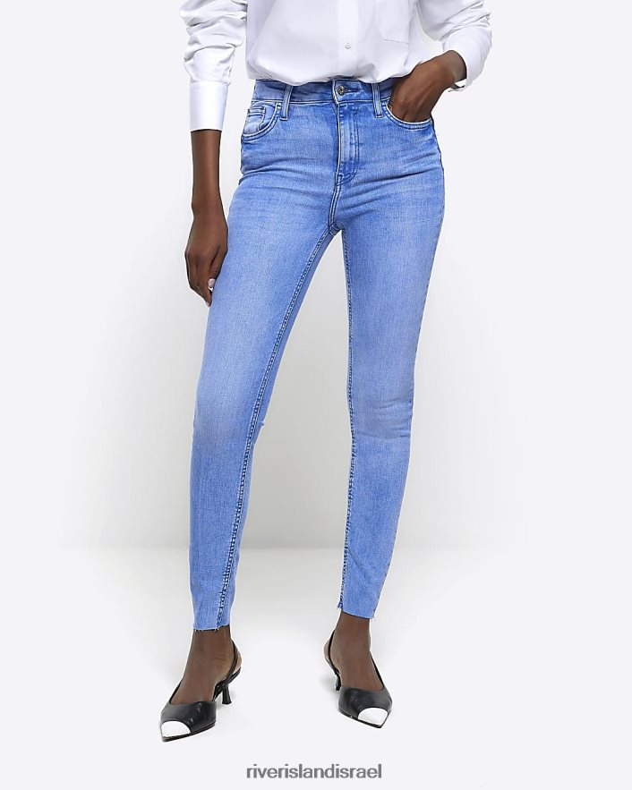 לבוש River Island ג'ינס מחוטב בגזרה גבוהה כְּחוֹל נשים BDZ4081497